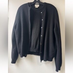 Neiman Marcus Black Cashmere Two Piece Top and Sweater